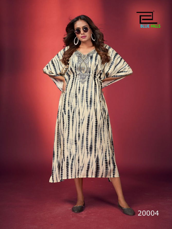 Blue Hills Stare 20 Printed Wholesale Kaftan Style Designer Kurti Catalog